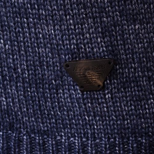 Mens Beige & Blue Contrast Detail Crew Knitted Jumper 61283 by Armani Jeans from Hurleys