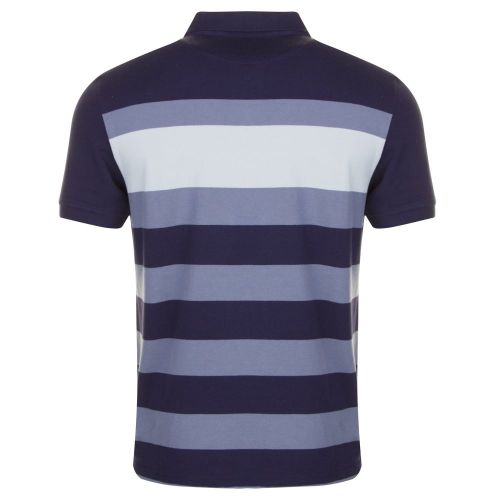 Mens Navy Textured Stripe S/s Polo Shirt 24224 by Lyle & Scott from Hurleys