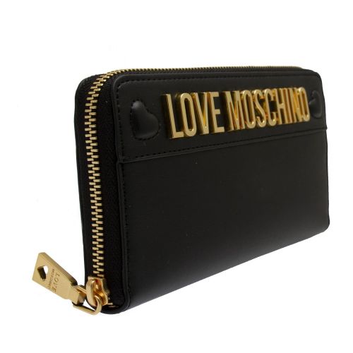 Womens Black Smooth Logo Zip Around Purse 79556 by Love Moschino from Hurleys