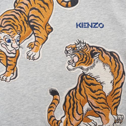 Boys Light Grey Marl Tiger Duo Sweat Top 102605 by Kenzo from Hurleys
