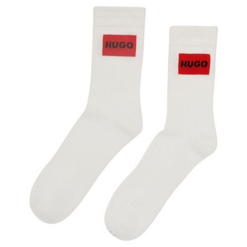 HUGO Socks Mens White 2 Pack AS Rib Label