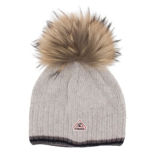 Womens Light Grey Aboa Fur Beanie Hat 32212 by Pyrenex from Hurleys