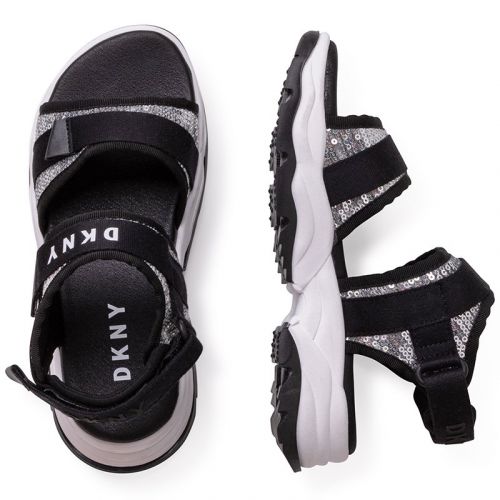 Girls Black Branded Strap Sandals 106430 by DKNY from Hurleys