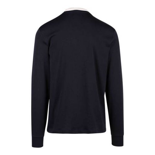 Mens Navy Tramline Tipped L/s T Shirt 108881 by Fred Perry from Hurleys