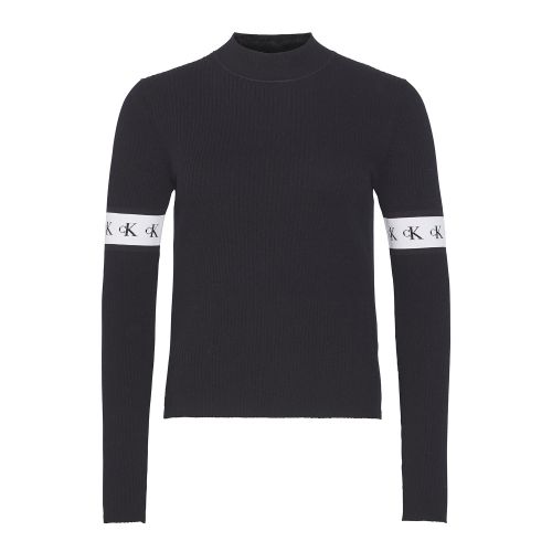 Womens CK Black Monogram Tape Ribbed Knitted Jumper 49921 by Calvin Klein from Hurleys