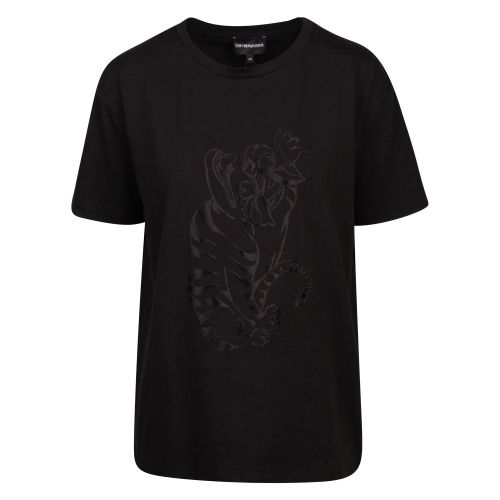 Womens Black Velvet Animal S/s T Shirt 47995 by Emporio Armani from Hurleys