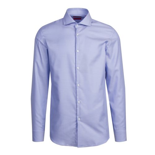 Mens Light Blue Kason Herringbone Slim Fit L/s Shirt 51688 by HUGO from Hurleys