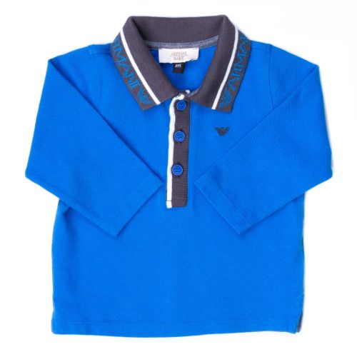 Baby Blue Logo Collar L/s Polo Shirt 62487 by Armani Junior from Hurleys
