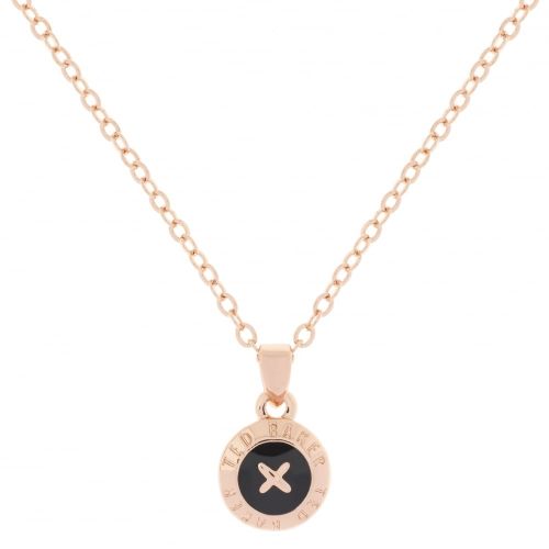 Womens Rose Gold & Black Elvina Enamel Mini Button Necklace 16040 by Ted Baker from Hurleys