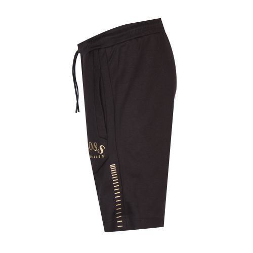 Athleisure Mens Black/Gold Headlo Win Sweat Shorts 45139 by BOSS from Hurleys