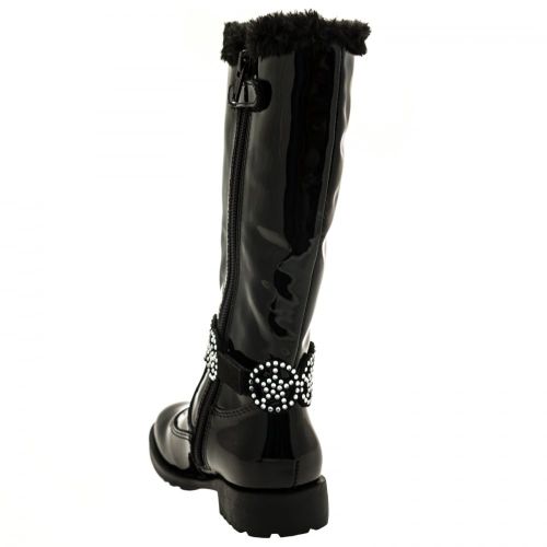 Girls Black Patent Ann Tall Strap Boots (26-35) 66515 by Lelli Kelly from Hurleys