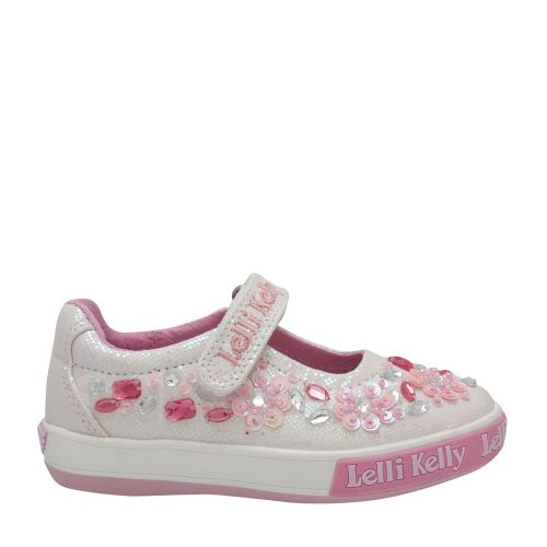 Girls White Glitter Florence Flower Dolly Shoes (24-34) 87410 by Lelli Kelly from Hurleys