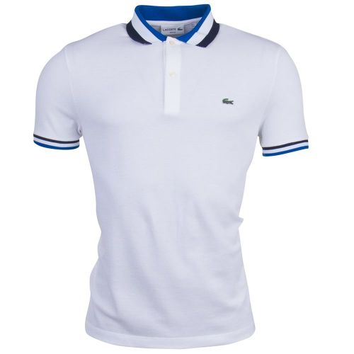 Mens White Tipped Slim S/s Polo Shirt 71259 by Lacoste from Hurleys