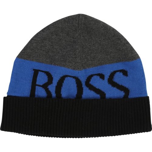 Boys Royal Blue Branded Knitted Hat 28432 by BOSS from Hurleys