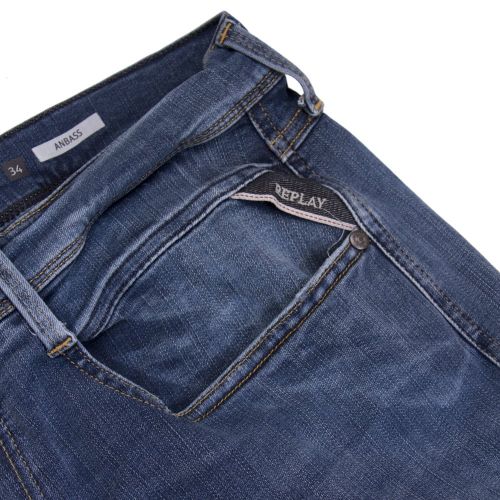 Mens Blue Wash Anbass Hyperflex Slim Jeans 24862 by Replay from Hurleys