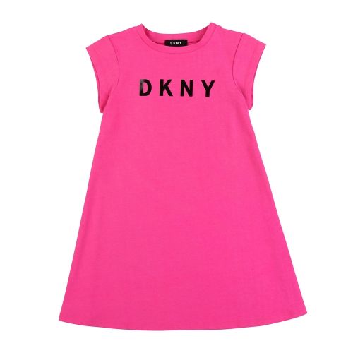 Girls Pink Logo T Shirt Dress 55844 by DKNY from Hurleys