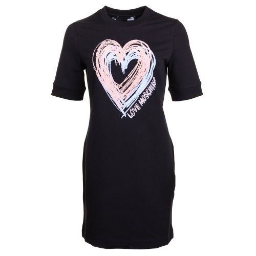 Womens Black Graffiti Heart Dress 10487 by Love Moschino from Hurleys