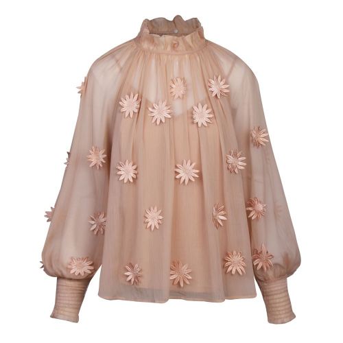 Womens Clay Nude Aziza Lace Floral Applique Top 91951 by French Connection from Hurleys
