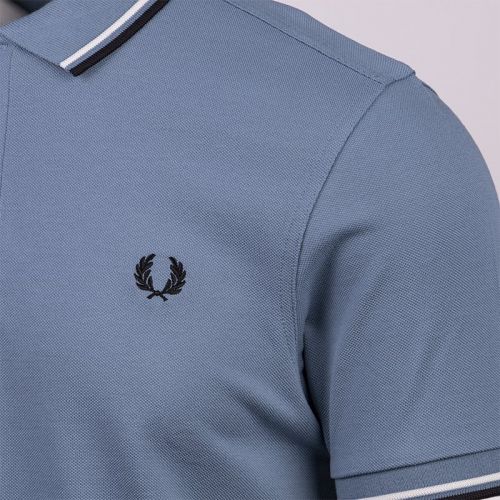 Mens Blue/Snow/Black Twin Tipped S/s Polo Shirt 104748 by Fred Perry from Hurleys