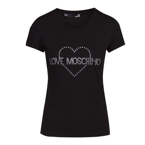 Womens Black Jewel Heart Slim Fit S/s T Shirt 43081 by Love Moschino from Hurleys