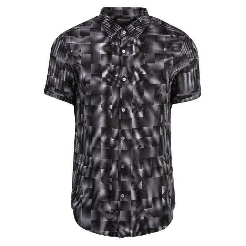 Mens Black Eagle Print Casual S/s Shirt 55508 by Emporio Armani from Hurleys