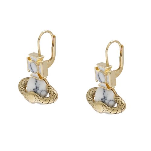 Womens Gold/White Ouroboros Drop Earrings 54476 by Vivienne Westwood from Hurleys