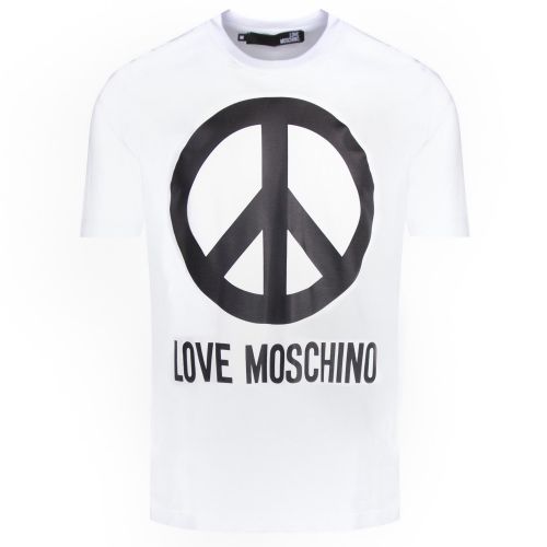 Mens Optical White Peace Logo Regular Fit S/s T Shirt 35223 by Love Moschino from Hurleys
