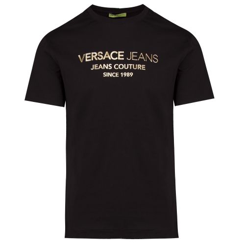 Mens Black Centre Logo Slim Fit S/s T Shirt 41774 by Versace Jeans from Hurleys