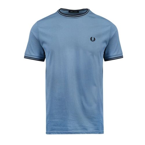 Mens Ash Blue Twin Tipped S/s T Shirt 99050 by Fred Perry from Hurleys