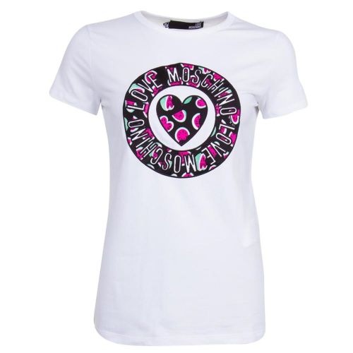 Womens White Logo S/s Tee Shirt 72645 by Love Moschino from Hurleys