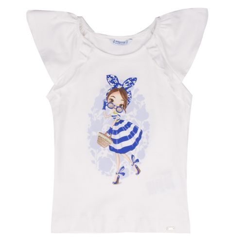 Girls White Doll S/s T Shirt 40159 by Mayoral from Hurleys