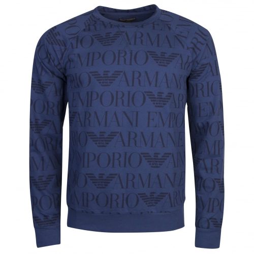 Mens Stone Blue Terry Logo Lounge Sweat Top 20035 by Emporio Armani Bodywear from Hurleys