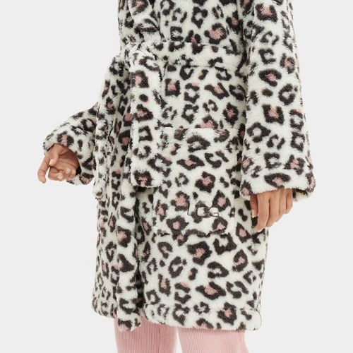 Womens Cream Leopard Aarti Hooded Sherpa Robe 94125 by UGG from Hurleys