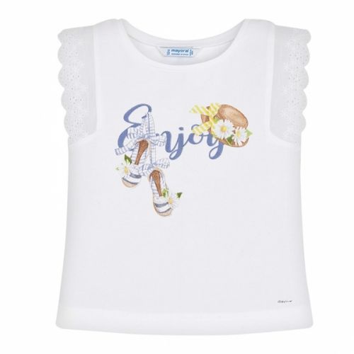 Girls White Enjoy Daisy Tank Top 58285 by Mayoral from Hurleys