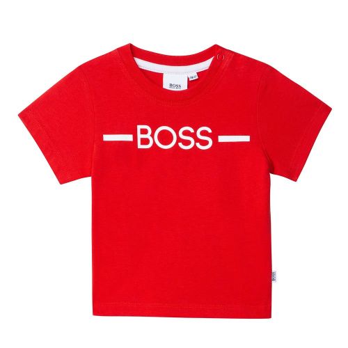 Toddler Bright Red Branded Chest Line S/s T Shirt 83885 by BOSS from Hurleys