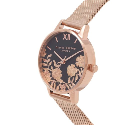 Womens Rose Gold Lace Detail Midi Watch 10087 by Olivia Burton from Hurleys