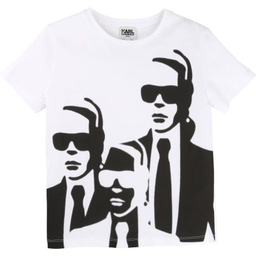 Boys White Karl Print S/s Tee Shirt 65677 by Karl Lagerfeld Kids from Hurleys