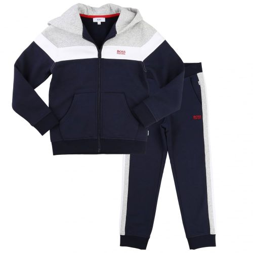 Boys Navy Colour Block Hooded Tracksuit 65449 by BOSS from Hurleys