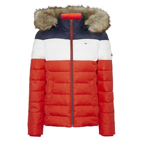 Womens Flame Multi Colourblock Hooded Padded Jacket 50255 by Tommy Jeans from Hurleys
