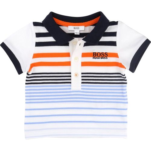 Baby White, Blue & Orange Striped S/s Polo Shirt 7390 by BOSS from Hurleys