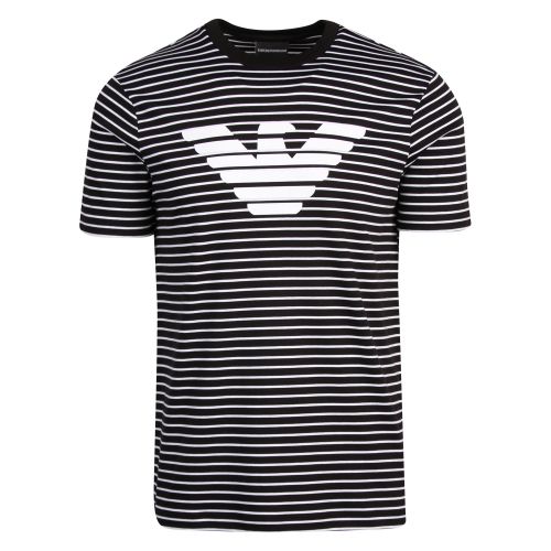 Mens Navy Eagle Stripe S/s T Shirt 55551 by Emporio Armani from Hurleys