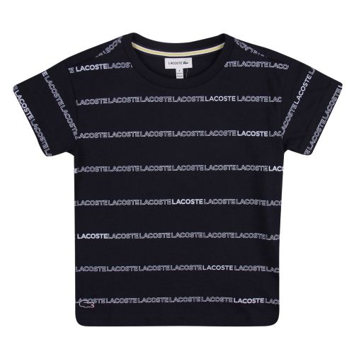 Boys Navy Branded Lines S/s T Shirt 50430 by Lacoste from Hurleys