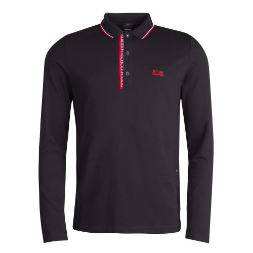 Atjhleisure Mens Black Pleesy 4 L/s Polo Shirt 32067 by BOSS from Hurleys