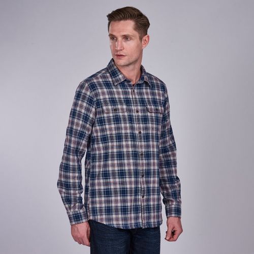 Mens Navy/Red Henri Check L/s Shirt 77846 by Barbour Steve McQueen Collection from Hurleys