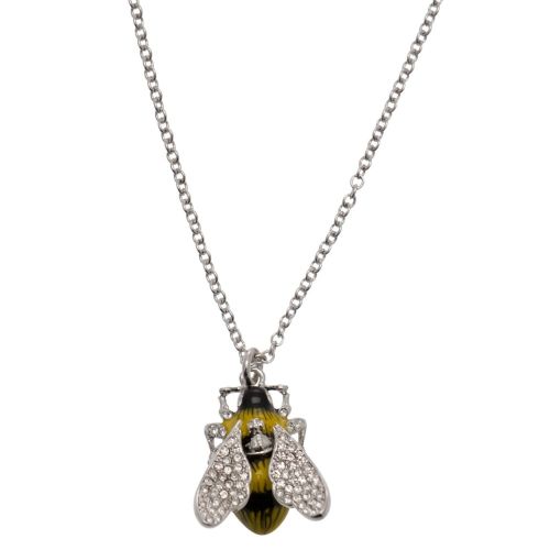 Womens Crystal and Silver Bumble Pendant necklace 24745 by Vivienne Westwood from Hurleys