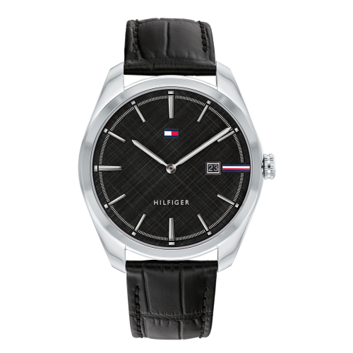 Mens Black/Silver Theo Leather Watch 79953 by Tommy Hilfiger from Hurleys