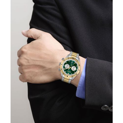 Mens Silver/Gold/Green Santiago Bracelet Watch 106483 by BOSS from Hurleys