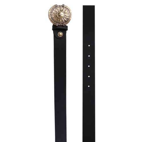 Womens Black Round Sunflower Leather Belt 101303 by Versace Jeans Couture from Hurleys