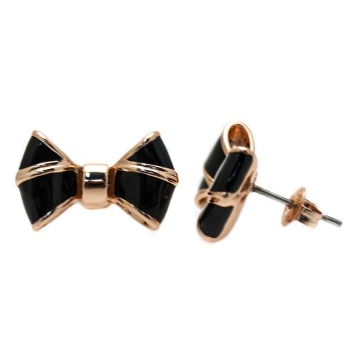 Womens Rose Gold & Black Ediee Bow Studs 66769 by Ted Baker from Hurleys