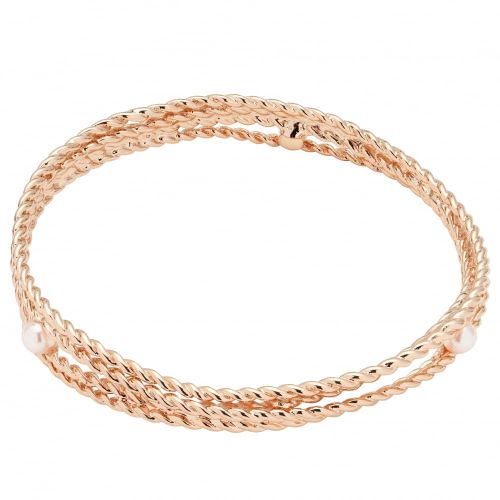 Womens Rose Gold & White Pearl Rayell Twist & Pearl Bangle 7462 by Ted Baker from Hurleys